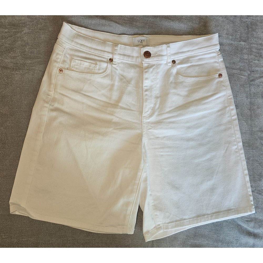 Loft Outlet White Denim Bermuda Shorts Womens Size 6 EUC